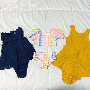 Cat & Jack baby toddler girl 12m dress swim suit and onesie summer bundle